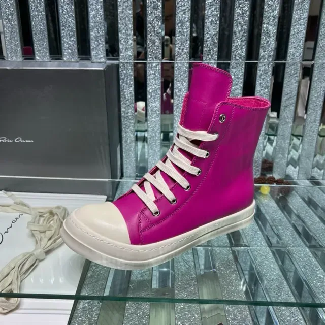 Rick Owens DRKSHDW Geobasket Magenta and Cream أحذية أسلوب حياة 4