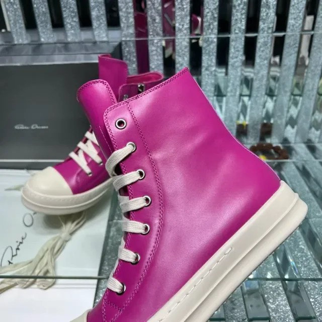 Rick Owens DRKSHDW Geobasket Magenta and Cream أحذية أسلوب حياة 5