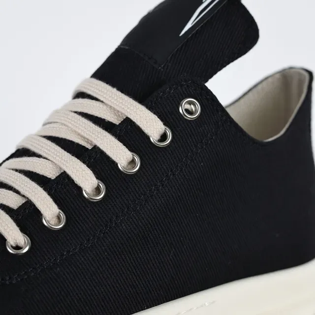 Rick Owens Geobasket Black and Cream Canvas Lifestyle Sneakers 6