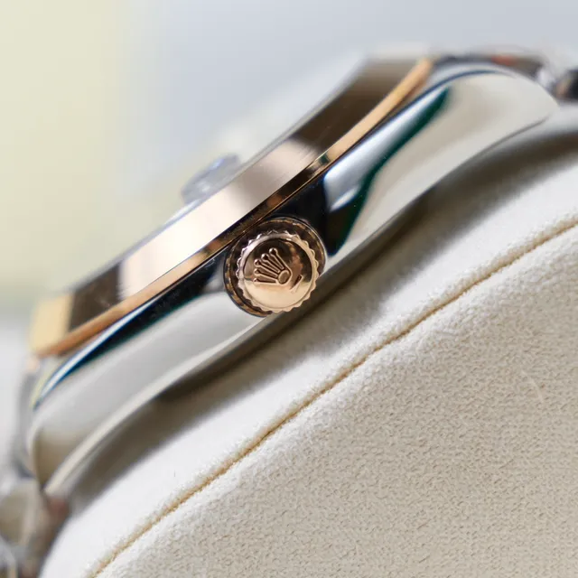 Rolex Datejust Mostrador Cinza Numerais Romanos Verdes Duas Cores Relógio Mecânico 7