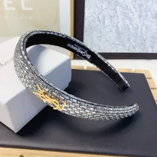 Saint Laurent Black Gold Crystal-Embellished Monogram Jewelry