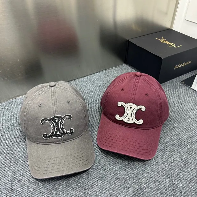 Saint Laurent Marrón Beige Bordado Monograma Seis Paneles Construcción Gorra de Béisbol 11