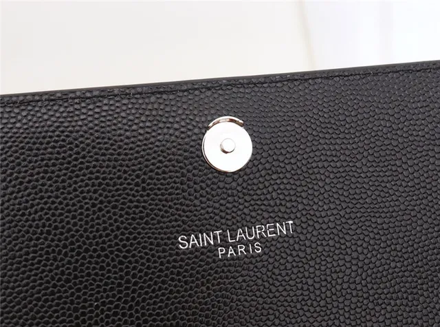 Saint Laurent Kate Black Structured Flap Front Embossed Monogram Chain Bag 3