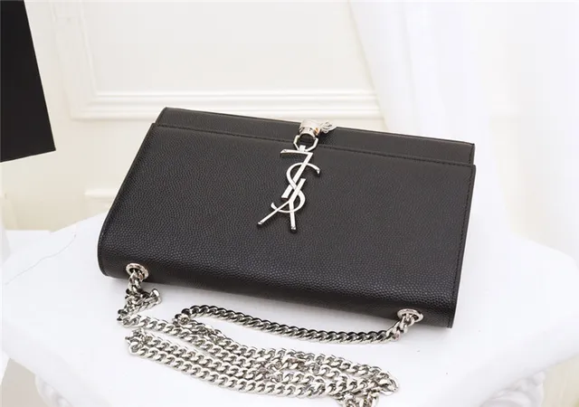 Saint Laurent Kate Black Structured Flap Front Embossed Monogram Chain Bag 6