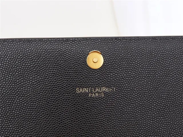 Saint Laurent Kate Black Structured Flap Front Embossed Monogram Chain Bag 12