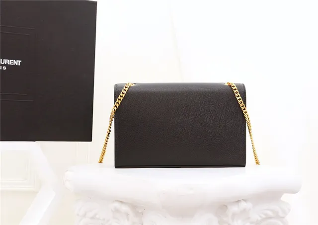 Saint Laurent Kate Black Structured Flap Front Embossed Monogram Chain Bag 15