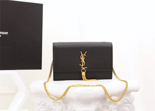 Saint Laurent Kate Black Structured Flap Front Embossed Monogram Chain Bag 17