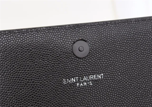 Saint Laurent Kate Black Structured Flap Front Embossed Monogram Chain Bag 20