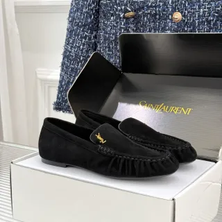 Saint Laurent काली सूड गोल्ड लोगो लोअफर