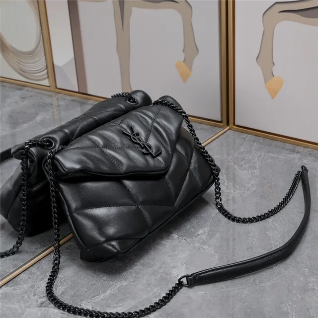 Saint Laurent Loulou sac à chaîne beige doré matelassé couture diamant flap enveloppe 9