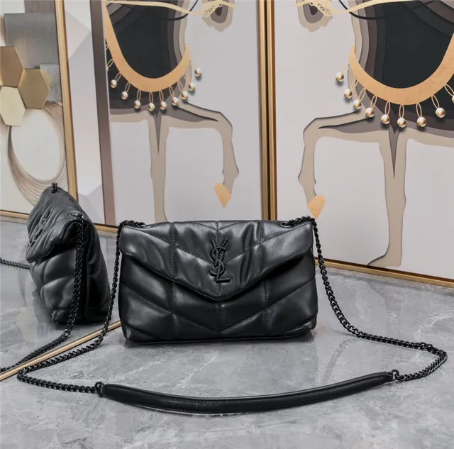 Saint Laurent Loulou sac à chaîne beige doré matelassé couture diamant flap enveloppe 10