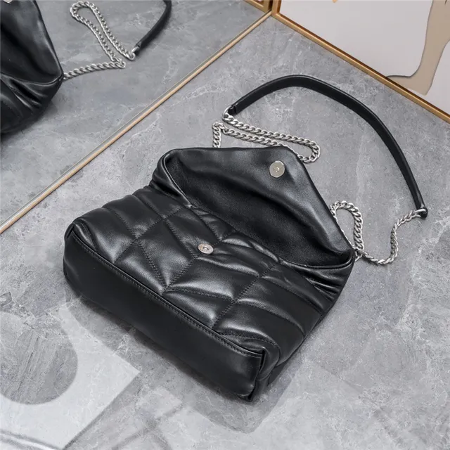 Saint Laurent Loulou sac à chaîne beige doré matelassé couture diamant flap enveloppe 14