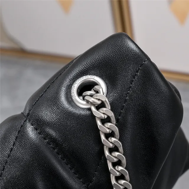 Saint Laurent Loulou sac à chaîne beige doré matelassé couture diamant flap enveloppe 16