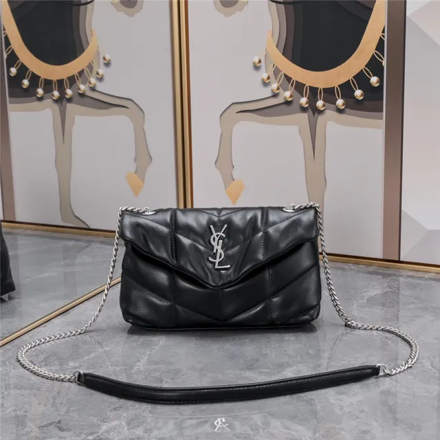 Saint Laurent Loulou sac à chaîne beige doré matelassé couture diamant flap enveloppe 19