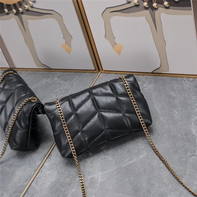 Saint Laurent Loulou sac à chaîne beige doré matelassé couture diamant flap enveloppe 24