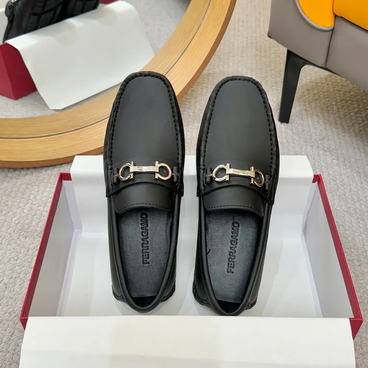 Salvatore Ferragamo Gancini Black Leather Loafers 2