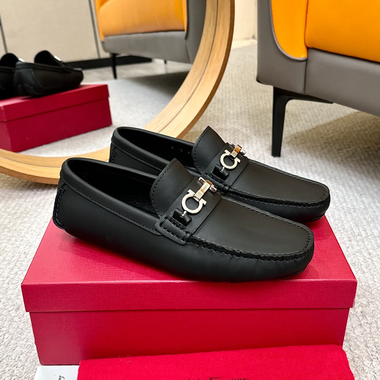 Salvatore Ferragamo Gancini Black Leather Loafers 3