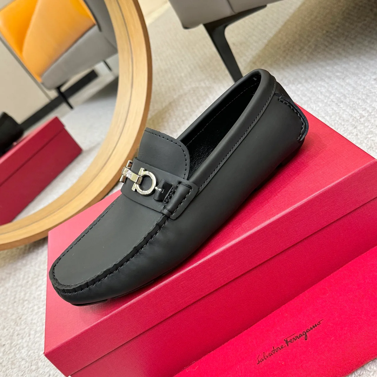 Salvatore Ferragamo Gancini Black Leather Loafers 6
