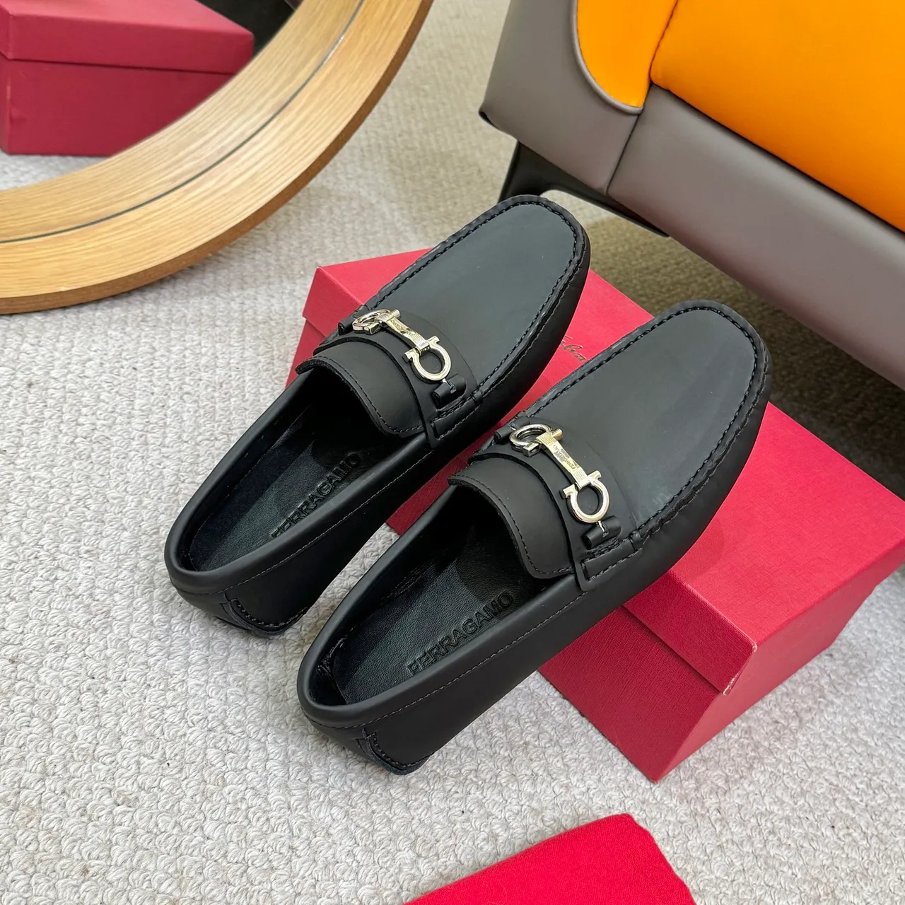Salvatore Ferragamo Gancini Black Leather Loafers 8