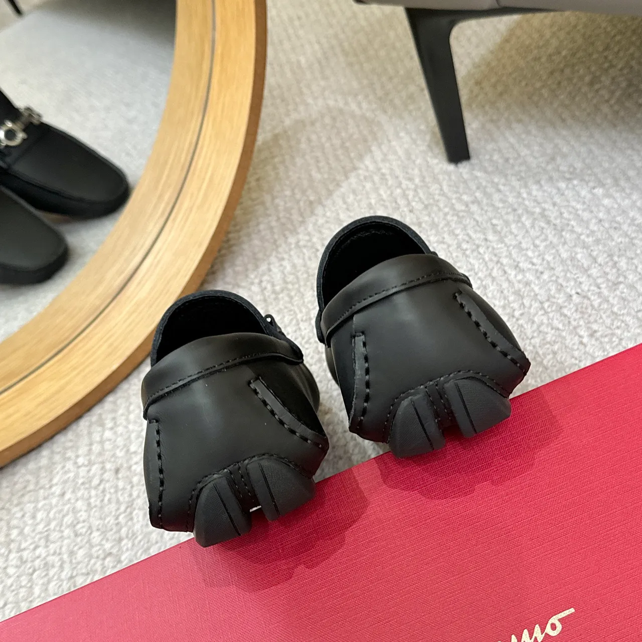 Salvatore Ferragamo Gancini Black Leather Loafers 9