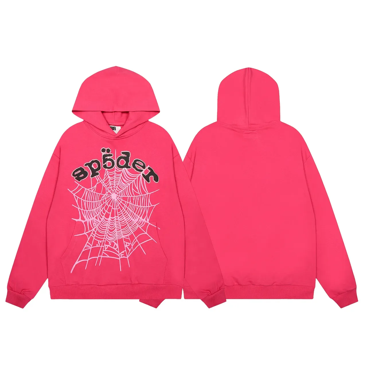 Sp5der Sweat à capuche Graphique Spiderweb Rose 2