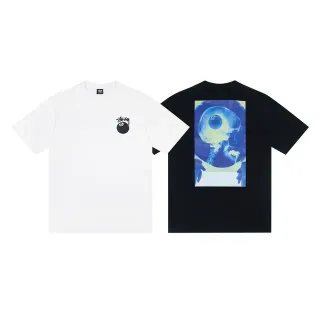 Stussy 8-Ball White Black Graphic Tee Front Chest Logo T-Shirt