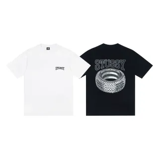Stussy Stock Logo and Tire Graphic T-Shirt