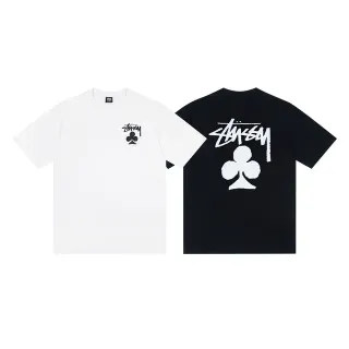 Stussy White Black Graphic Print Crew Neck T-Shirt