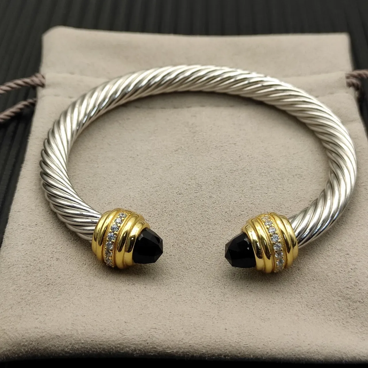 Tiffany & Co. HardWear Twisted Cable ثنائي اللون أونيكس أسود سوار 6