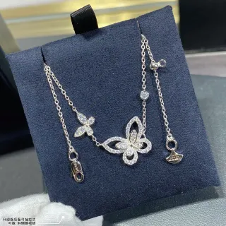 Tiffany & Co. चांदी पारदर्शी पावे सेट हीरे ओपनवर्क तितली पेंडेंट नेकलेस