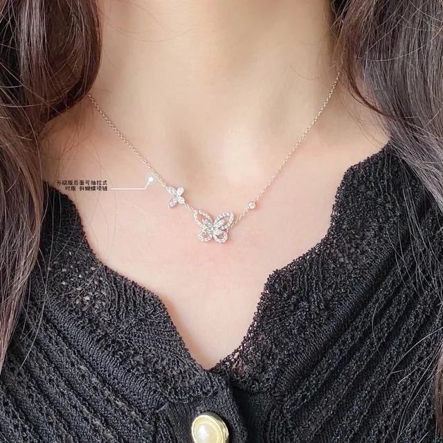Tiffany & Co. Collar de Plata con Diamantes Pavé-Set Transparentes de Mariposa Abierta 9