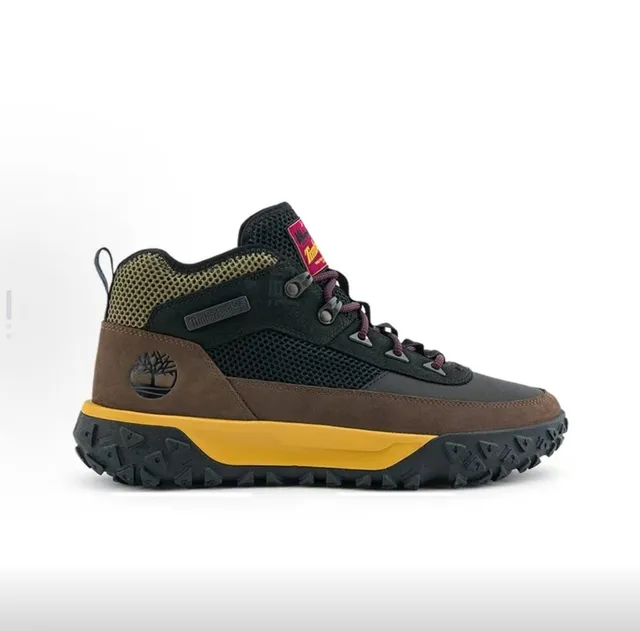 टिम्बरलैंड काला भूरा मिड-कट बूट Mesh-Suede Hybrid Upper हाइकिंग बूट्स 5