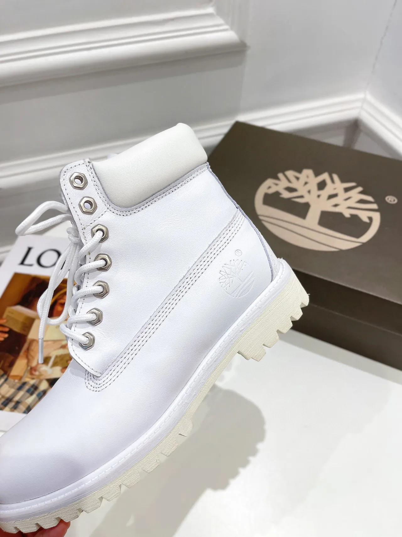 Timberland Premium 6-Inch Bottes de Travail en Cuir Blanc 8
