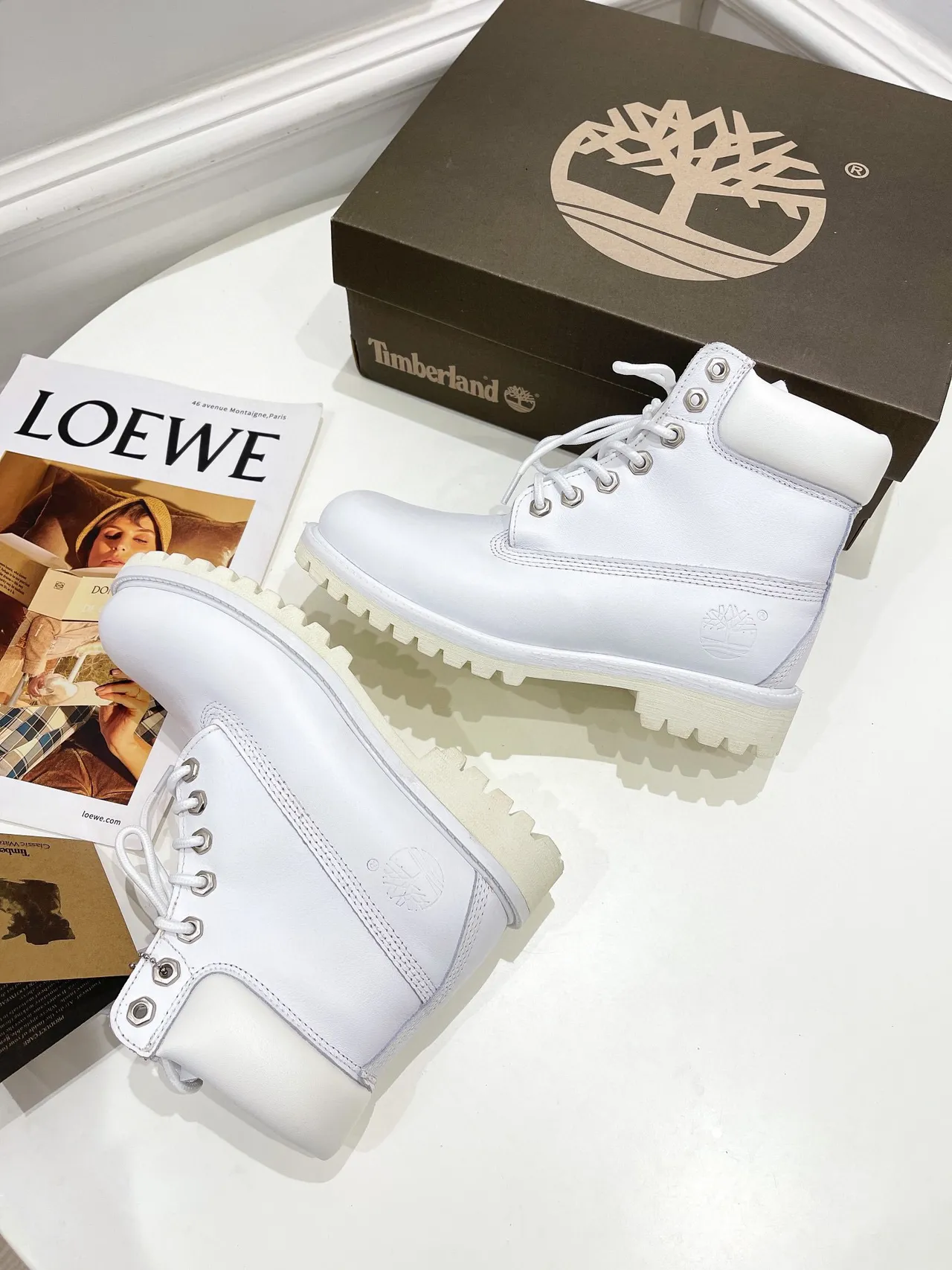 Timberland Premium 6-Inch Bottes de Travail en Cuir Blanc 5
