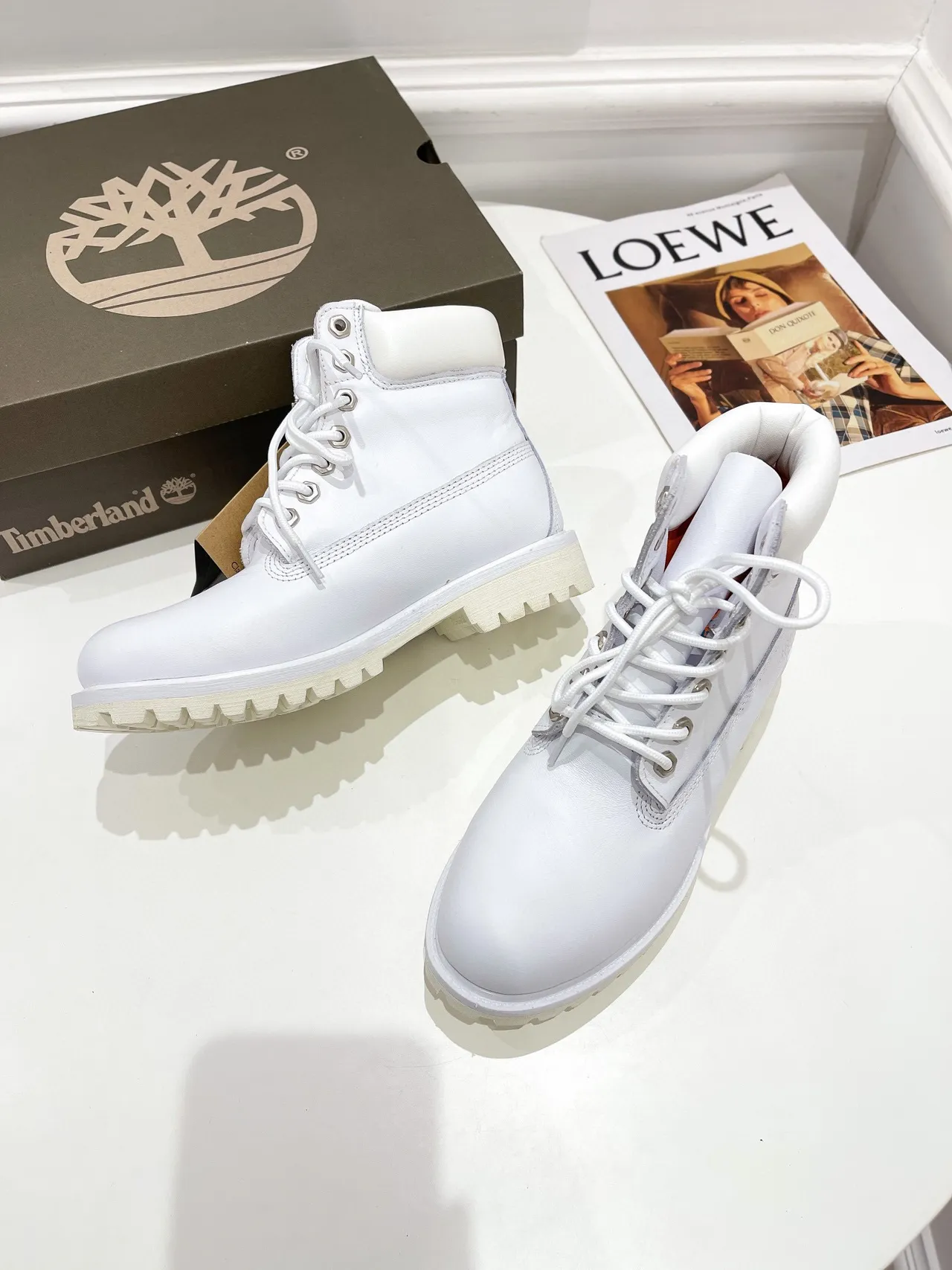Timberland Premium 6-Inch Bottes de Travail en Cuir Blanc 6