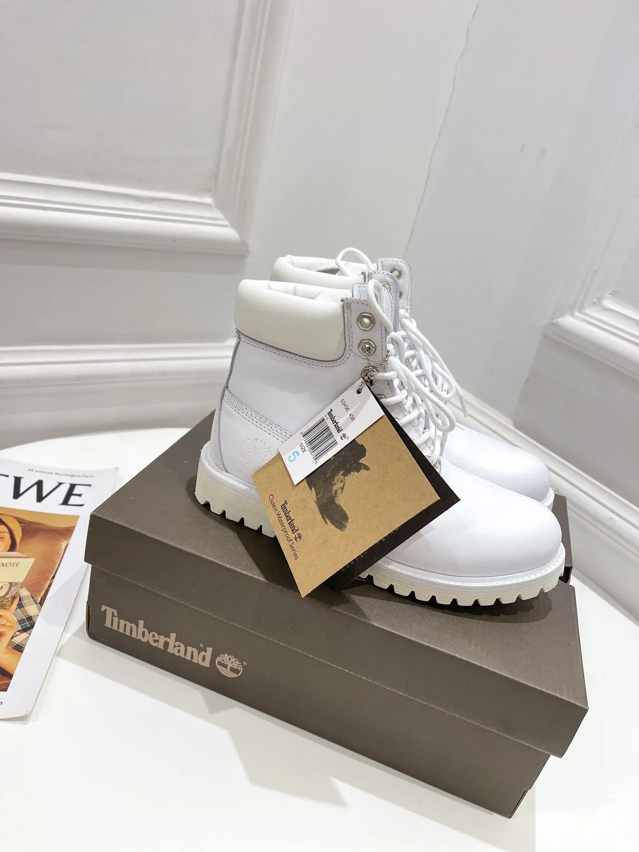 Timberland Premium 6-Inch Bottes de Travail en Cuir Blanc 9