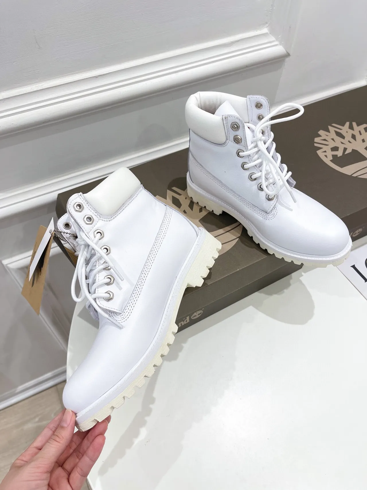 Timberland Premium 6-Inch Bottes de Travail en Cuir Blanc 7