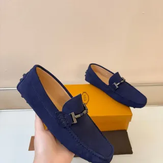 Tod's Gommino Navy Beige Suede Upper Horsebit Buckle Loafer