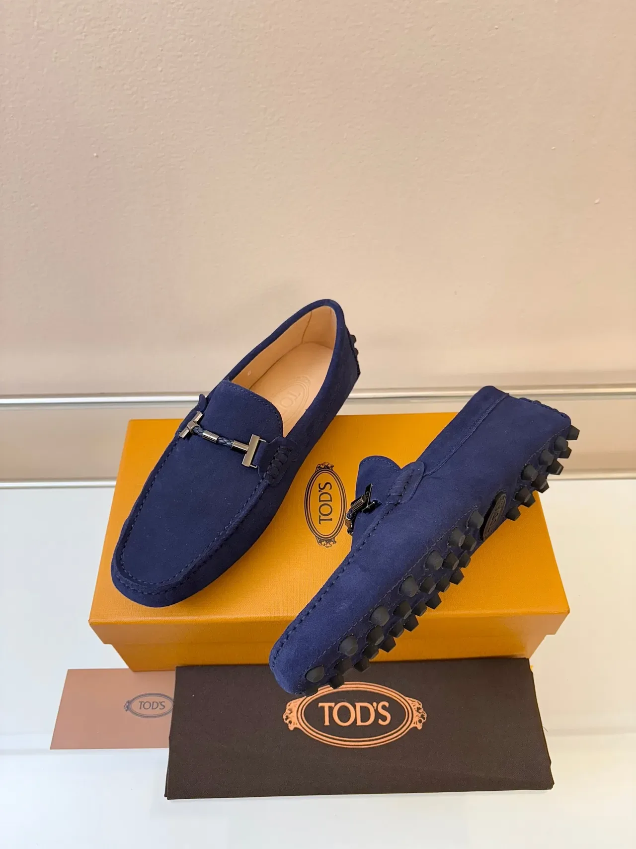 Tod's Gommino Navy Beige Suede Upper Horsebit Buckle Loafer 2