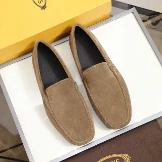 Tod's भूरा काला स्यूड ऊपरी मोक-टो सिलाई लोअफर