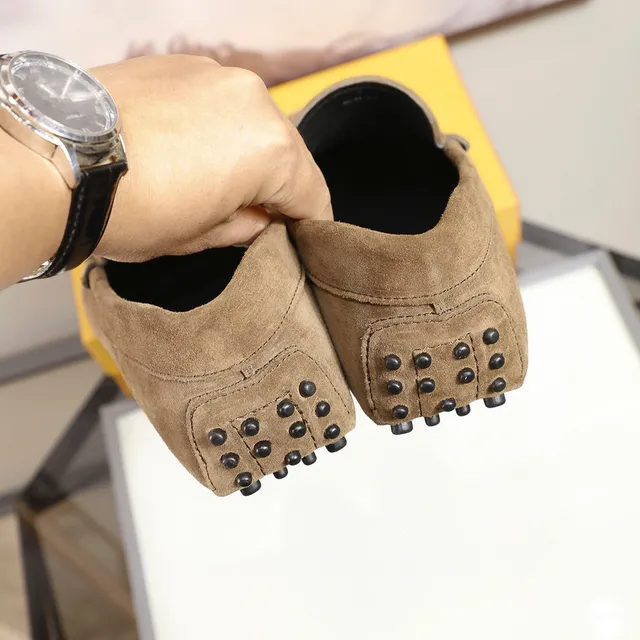 Tod's Brown Black Suede Upper Moc-Toe Stitching Loafer 2
