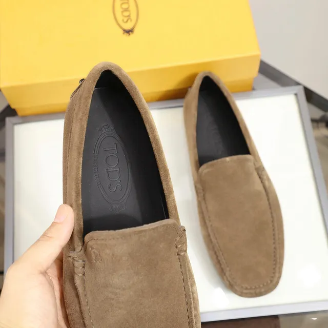 Tod's Brown Black Suede Upper Moc-Toe Stitching Loafer 3