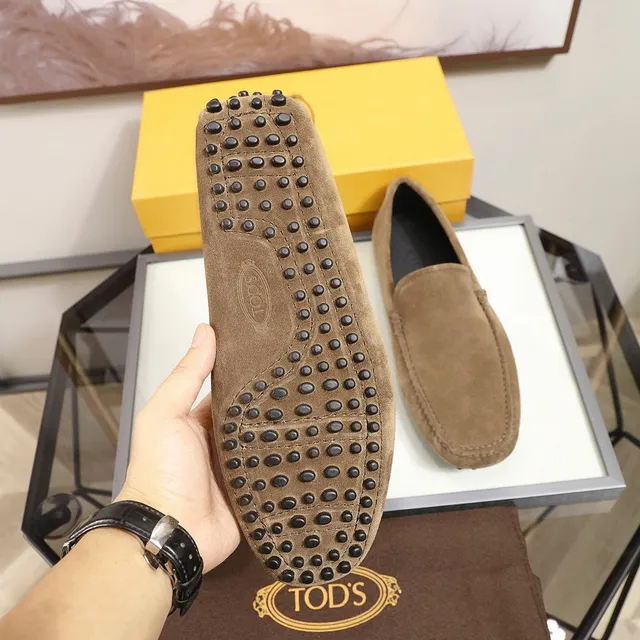 Tod's Brown Black Suede Upper Moc-Toe Stitching Loafer 4