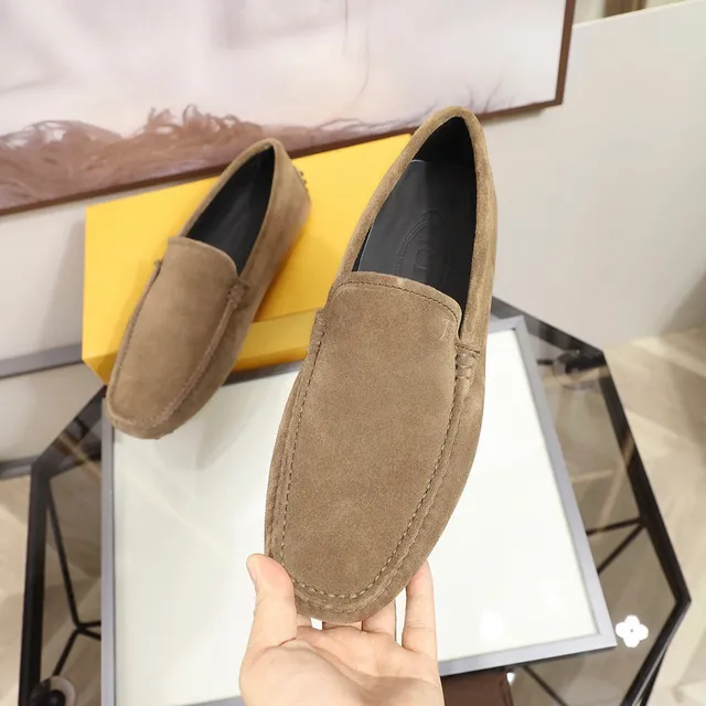 Tod's Brown Black Suede Upper Moc-Toe Stitching Loafer 5
