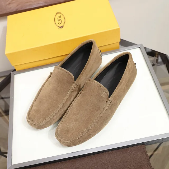Tod's Brown Black Suede Upper Moc-Toe Stitching Loafer 8