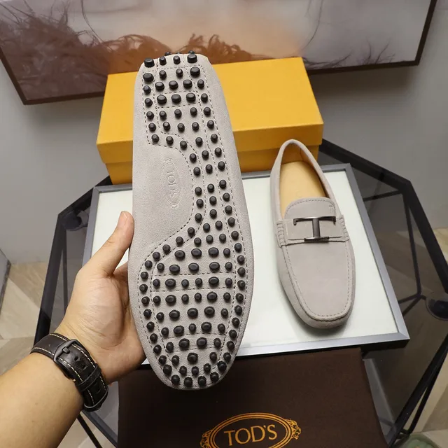 Tod's Gommino Loafer Beige Piel de ante H-Bar Buckle Mocasin 2