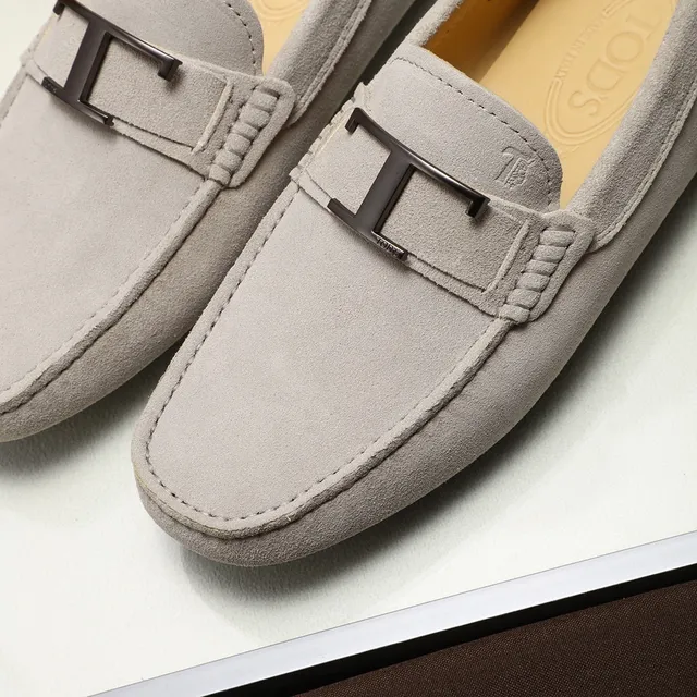 Tod's Gommino Loafer Beige Piel de ante H-Bar Buckle Mocasin 5