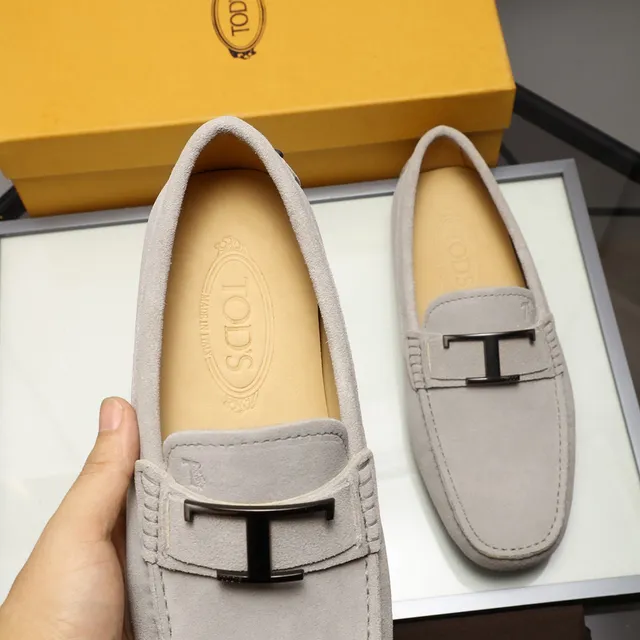 Tod's Gommino Loafer Beige Piel de ante H-Bar Buckle Mocasin 6
