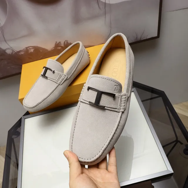 Tod's Gommino Loafer Beige Piel de ante H-Bar Buckle Mocasin 7