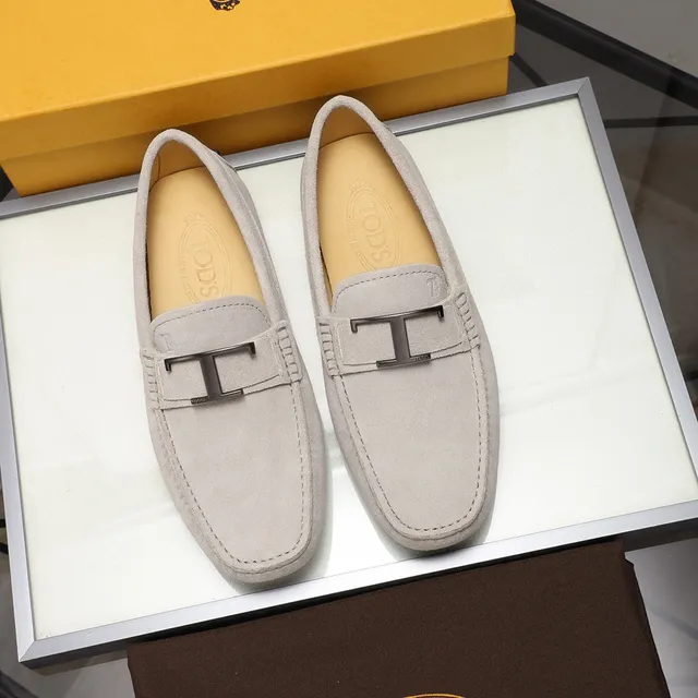 Tod's Gommino Loafer Beige Piel de ante H-Bar Buckle Mocasin 8